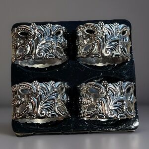 Godinger Silver Art GSA Napkin Rings Baroque Silverplate Set of 4 Style 5032